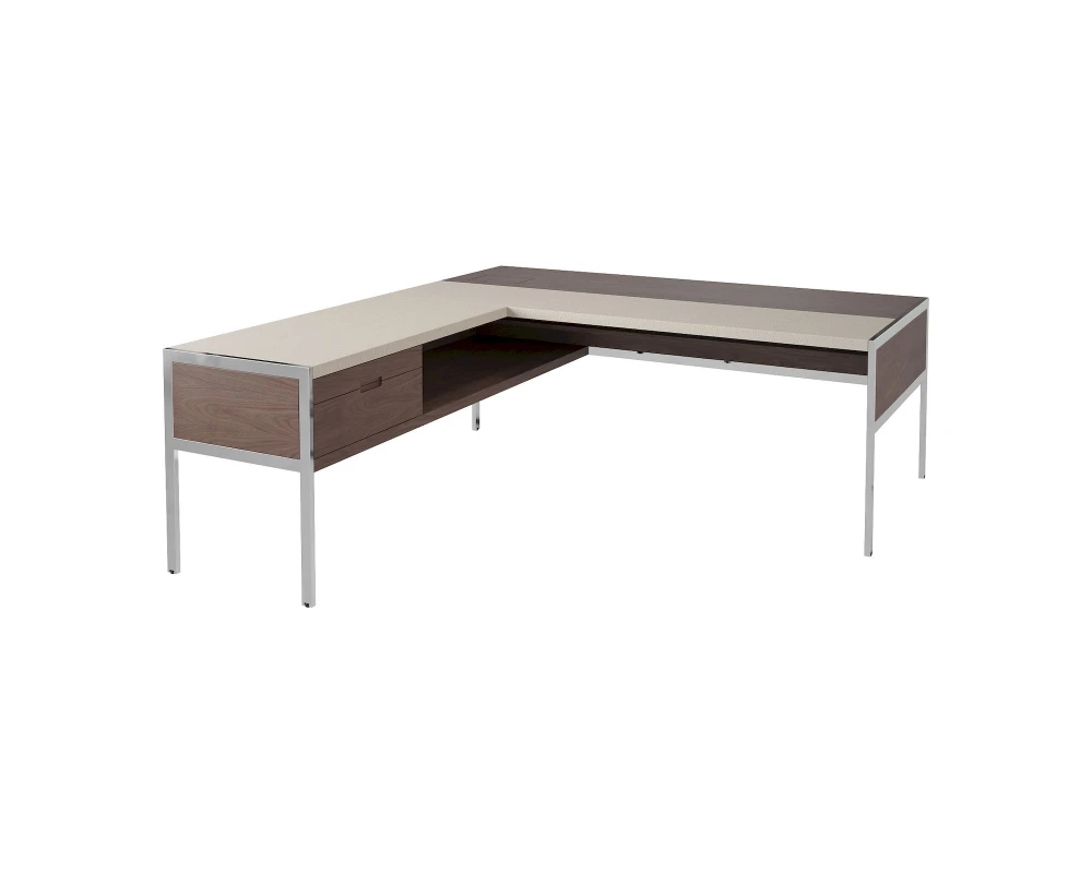 Стол руководителя матовый, кожа, левый 2020х2220х750 Gallery