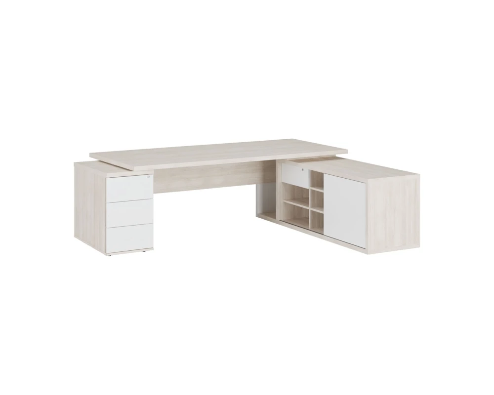 Стол рабочий на креденции и тумбе правый Сион / Zion Светлый дуб