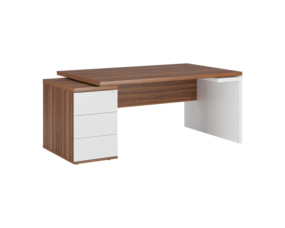 Стол рабочий на опорной тумбе левый Сион / Zion Орех