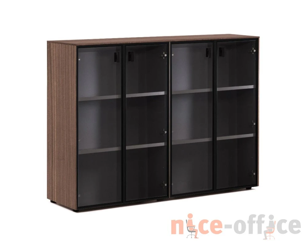 Шкаф-витрина H.120 4 дв 162x44x119,5 Enzo Эвкалипт морен/Черный