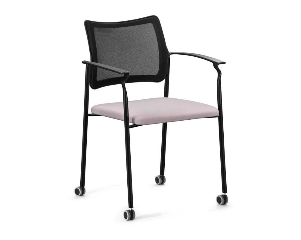 Кресло Pinko Mesh Black на колесах подлокотники Сетка/Ткань, Черный/Серый