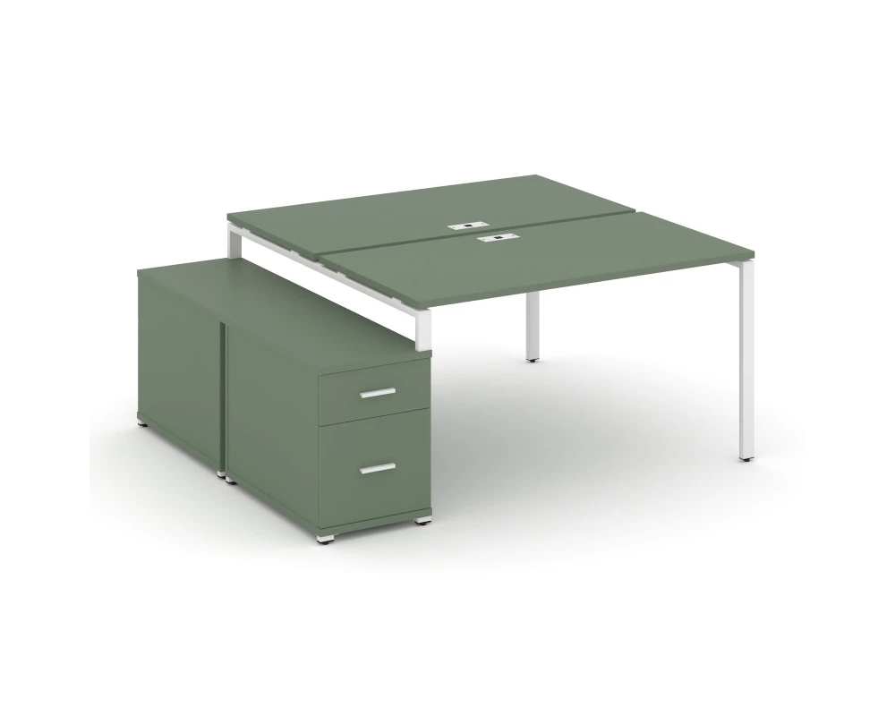 Рабочая станция 2 места с двухсторонней опорной тумбой CN.DRS-306 W 1180/1546x1480x750 Концепт / Concept