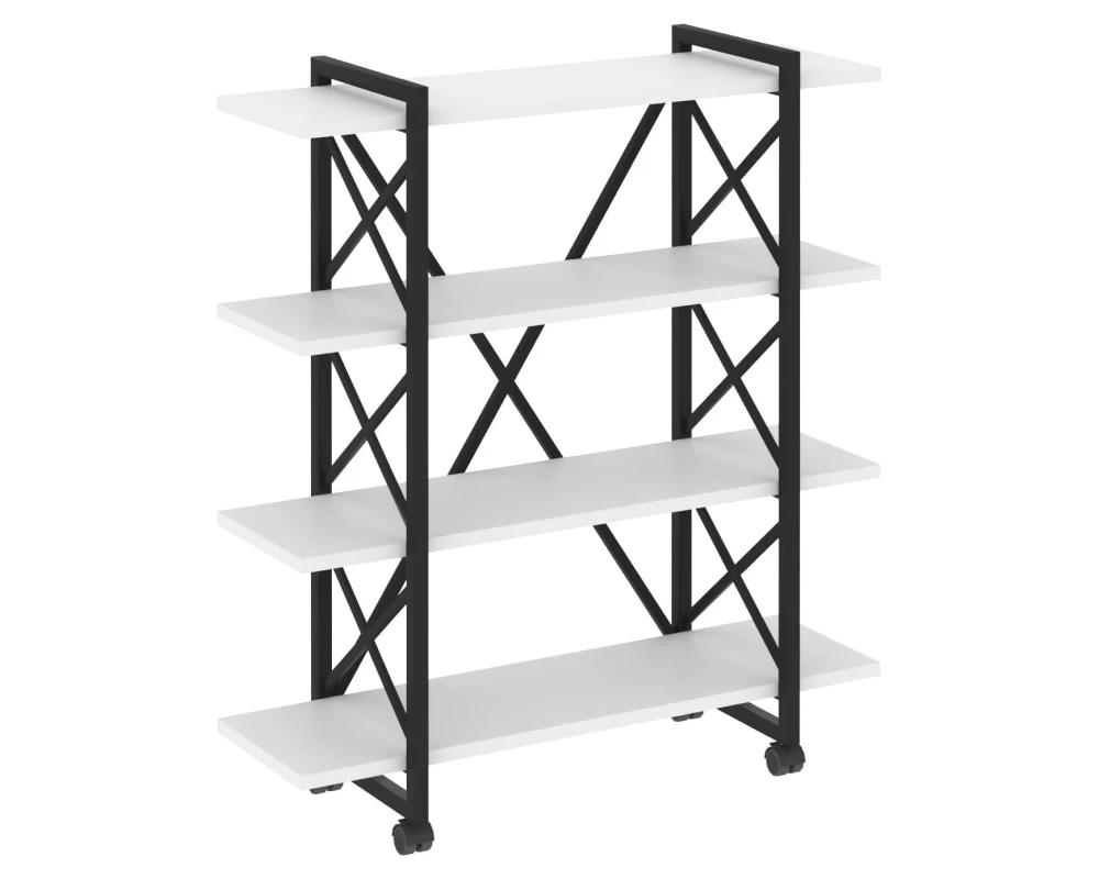Стеллаж на колесных опорах - 4 полки 1200х400х1334 Лофт / Loft