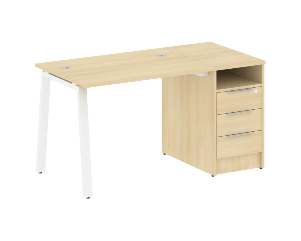 Рабочая станция на А-образном м/к с опорной тумбой 141,2x72x75 Метал Систем / Metal System