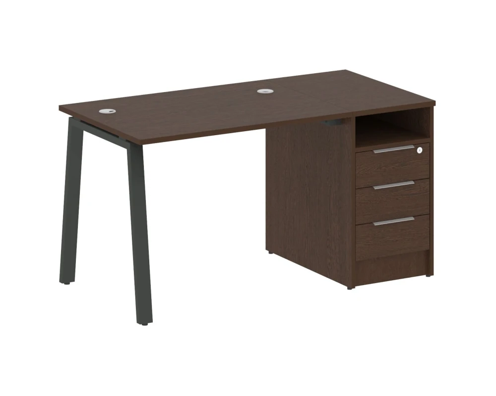 Рабочая станция на А-образном м/к с опорной тумбой 141,2x72x75 Метал Систем / Metal System