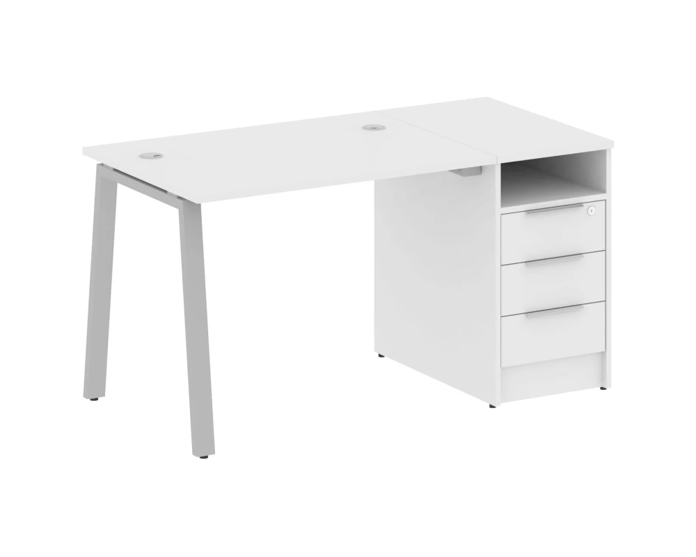 Рабочая станция на А-образном м/к с опорной тумбой 141,2x72x75 Метал Систем / Metal System