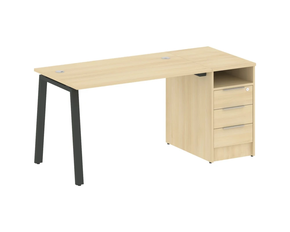 Рабочая станция на А-образном м/к с опорной тумбой 161,2x72x75 Метал Систем / Metal System