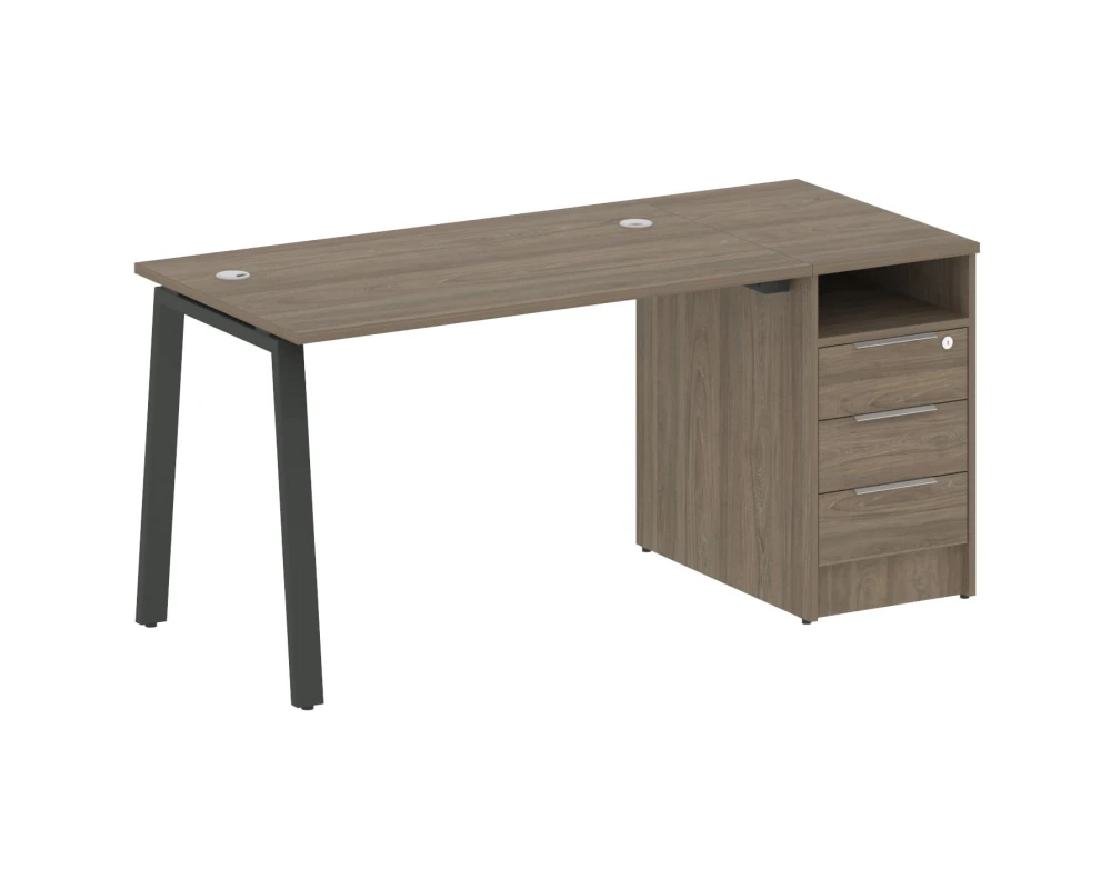 Рабочая станция на А-образном м/к с опорной тумбой 161,2x72x75 Метал Систем / Metal System