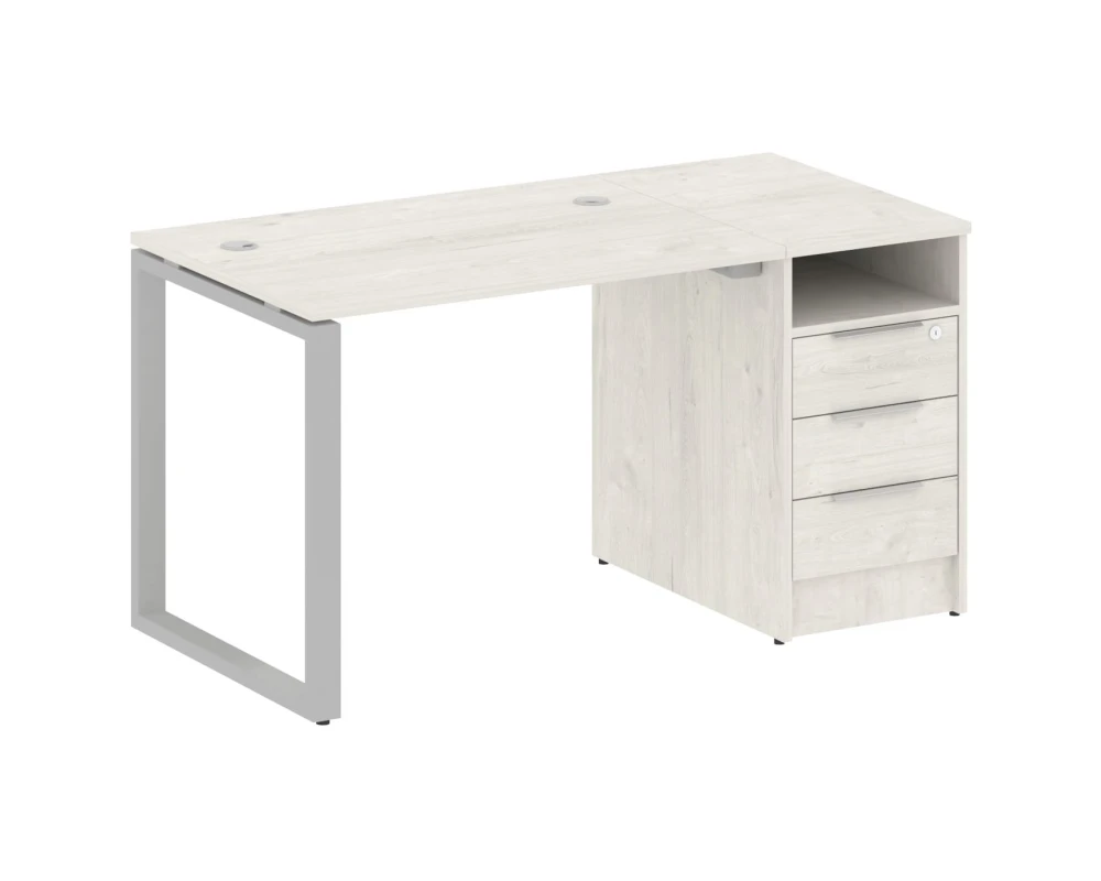 Рабочая станция на О-образном м/к с опорной тумбой 141,2x72x75 Метал Систем / Metal System