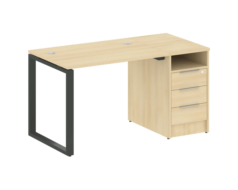 Рабочая станция на О-образном м/к с опорной тумбой 141,2x72x75 Метал Систем / Metal System