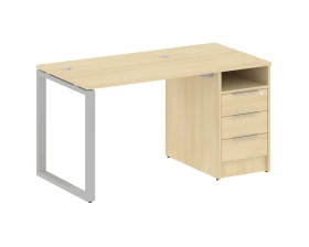 Рабочая станция на О-образном м/к с опорной тумбой 141,2x72x75 Метал Систем / Metal System images