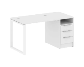 Рабочая станция на О-образном м/к с опорной тумбой 141,2x72x75 Метал Систем / Metal System images