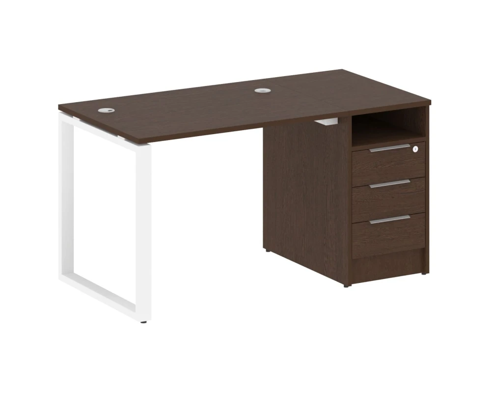 Рабочая станция на О-образном м/к с опорной тумбой 141,2x72x75 Метал Систем / Metal System