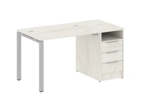 Рабочая станция на П-образном м/к с опорной тумбой 141,2x72x75 Метал Систем / Metal System images