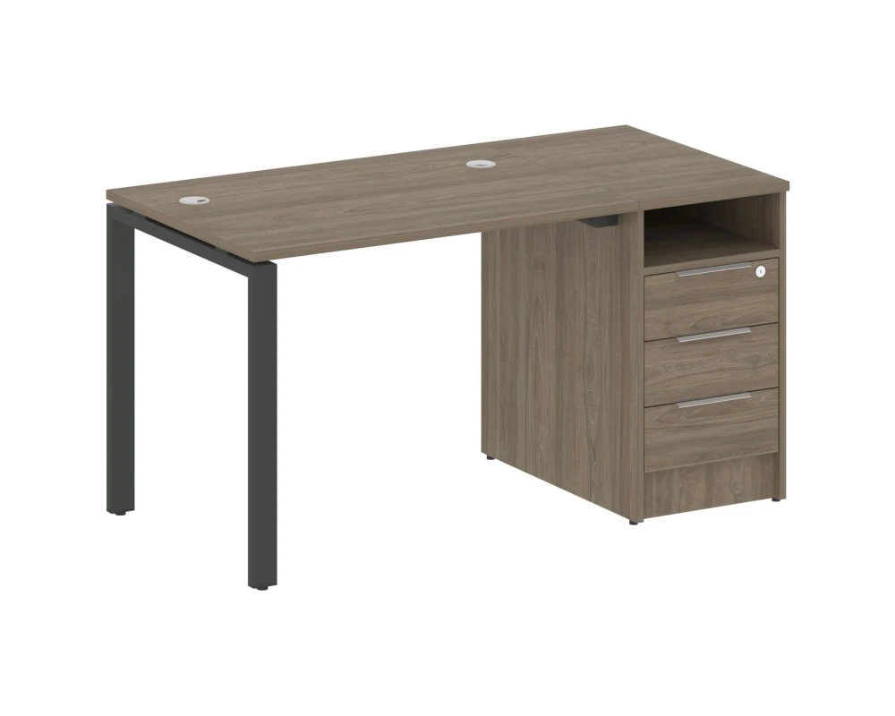 Рабочая станция на П-образном м/к с опорной тумбой 141,2x72x75 Метал Систем / Metal System
