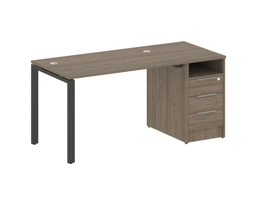 Рабочая станция на П-образном м/к с опорной тумбой 161,2x72x75 Метал Систем / Metal System
