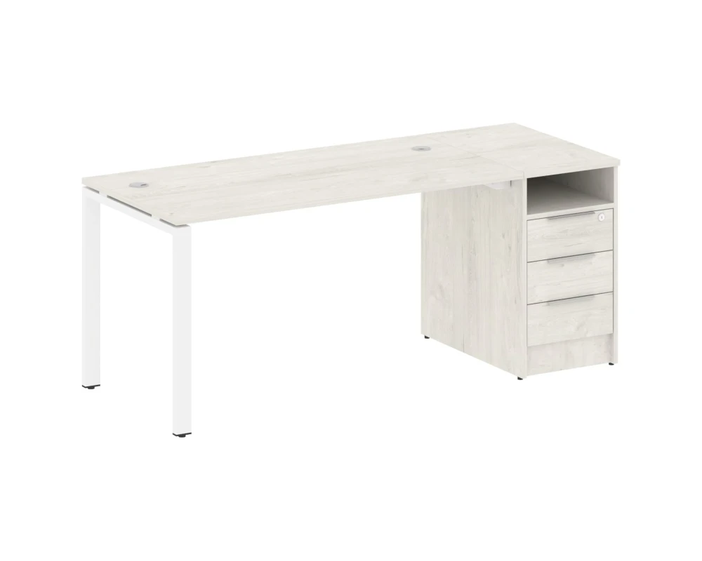 Рабочая станция на П-образном м/к с опорной тумбой 181,2x72x75 Метал Систем / Metal System