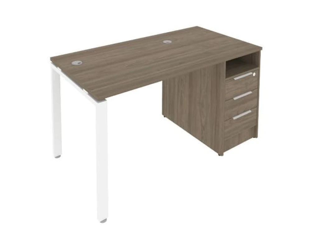 Рабочая станция на П-образном м/к с опорной тумбой 141,2x72x75 Метал Систем / Metal System