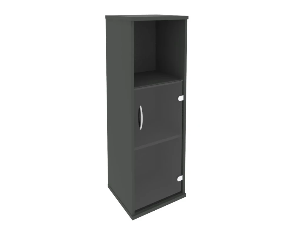 Шкаф средний узкий правый 1 низкая дверь стекло Рива / Riva