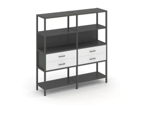 Двухсекционный стеллаж четырехярусный с ящиками 1590х400х1613 Шелф Систем / Shelf System images