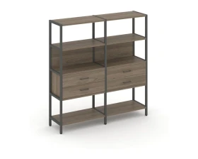 Двухсекционный стеллаж четырехярусный с ящиками 1590х400х1613 Шелф Систем / Shelf System images