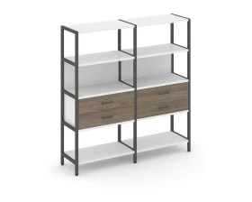 Двухсекционный стеллаж четырехярусный с ящиками 1590х400х1613 Шелф Систем / Shelf System images