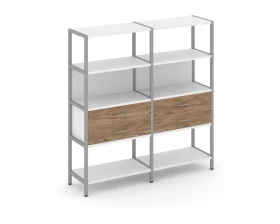 Двухсекционный стеллаж четырехярусный с ящиками 1590х400х1613 Шелф Систем / Shelf System images