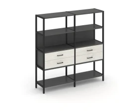 Двухсекционный стеллаж четырехярусный с ящиками 1590х400х1613 Шелф Систем / Shelf System images