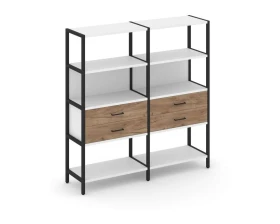 Двухсекционный стеллаж четырехярусный с ящиками 1590х400х1613 Шелф Систем / Shelf System images