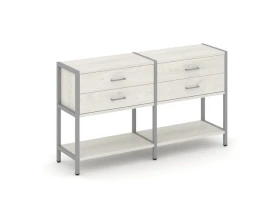 Двухсекционный стеллаж двухярусный с ящиками 1590х400х879 Шелф Систем / Shelf System images