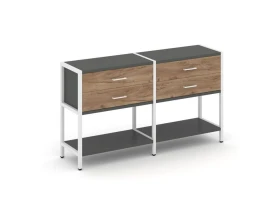 Двухсекционный стеллаж двухярусный с ящиками 1590х400х879 Шелф Систем / Shelf System images