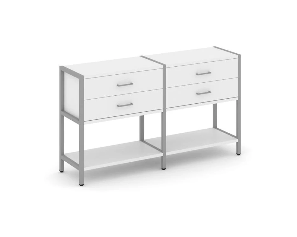 Двухсекционный стеллаж двухярусный с ящиками 1590х400х879 Шелф Систем / Shelf System