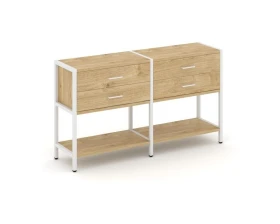 Двухсекционный стеллаж двухярусный с ящиками 1590х400х879 Шелф Систем / Shelf System images