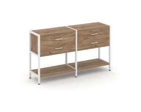 Двухсекционный стеллаж двухярусный с ящиками 1590х400х879 Шелф Систем / Shelf System images