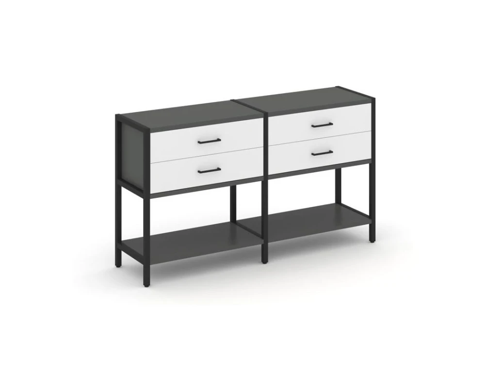 Двухсекционный стеллаж двухярусный с ящиками 1590х400х879 Шелф Систем / Shelf System