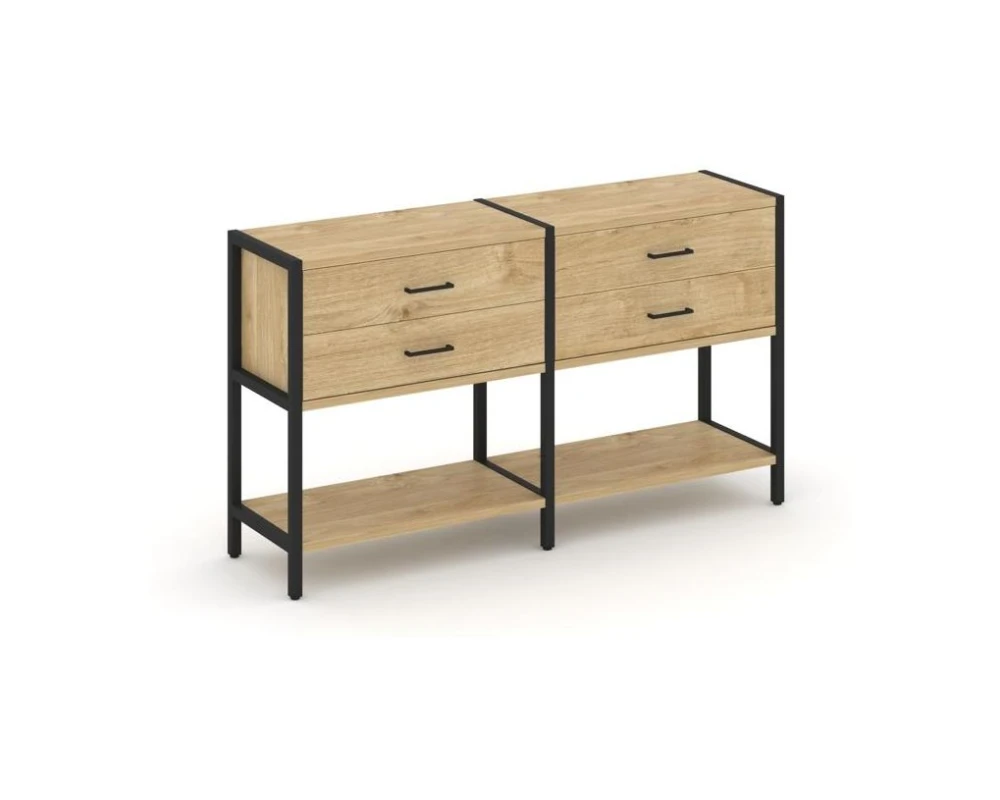 Двухсекционный стеллаж двухярусный с ящиками 1590х400х879 Шелф Систем / Shelf System