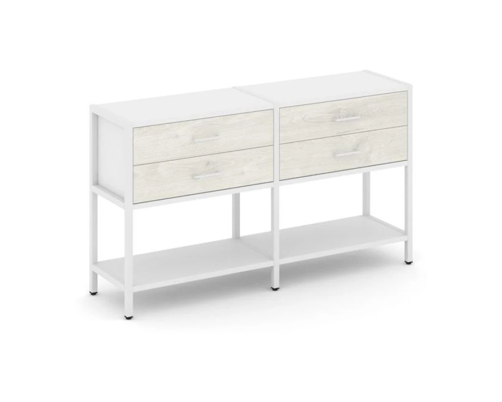 Двухсекционный стеллаж двухярусный с ящиками 1590х400х879 Шелф Систем / Shelf System