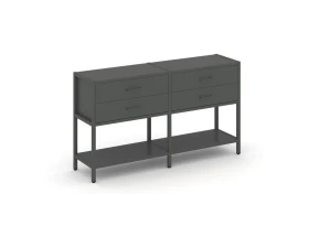 Двухсекционный стеллаж двухярусный с ящиками 1590х400х879 Шелф Систем / Shelf System images