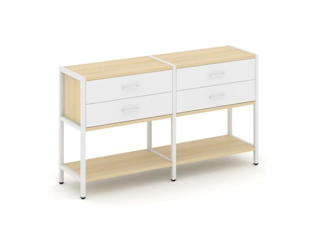 Двухсекционный стеллаж двухярусный с ящиками 1590х400х879 Шелф Систем / Shelf System