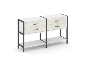 Двухсекционный стеллаж двухярусный с ящиками 1590х400х879 Шелф Систем / Shelf System images