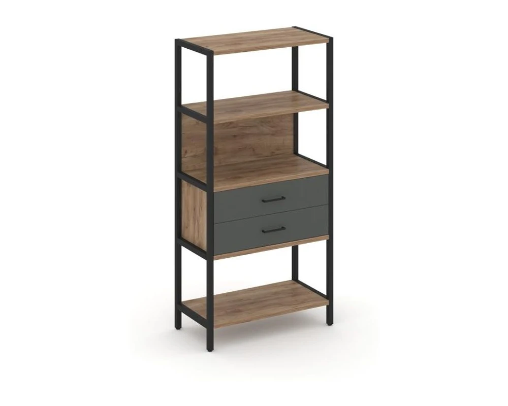 Односекционный стеллаж четырехярусный с ящиками 810х400х1613 Шелф Систем / Shelf System