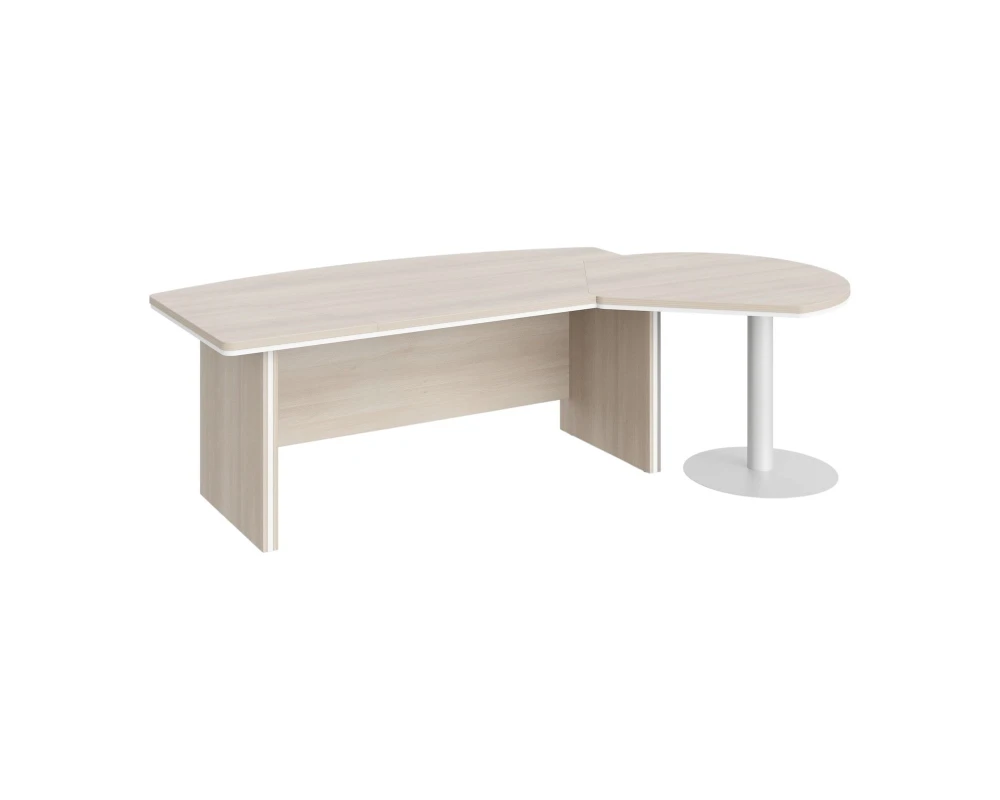 Стол руководителя с брифингом R 235х155х76 Berlin Director Акация светлая/Белый премиум